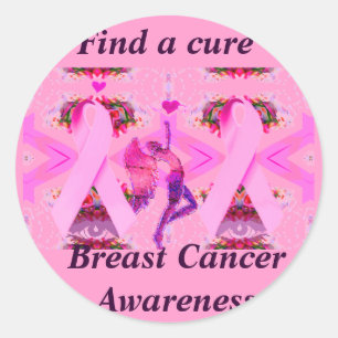 Sticker Rond Rubans roses d'amour et d'espoir_