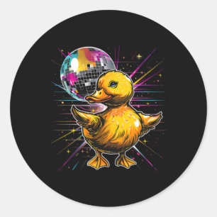 Sticker Rond Rubber Duck Disco Dancing Disco Ball Musique Rubbe