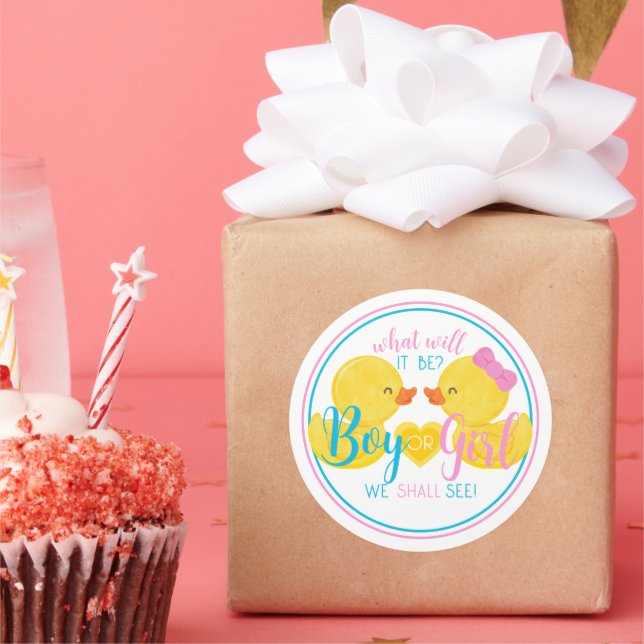 Sticker Rond Rubber Duck Genre Neutre ou Revele Party (Fête)