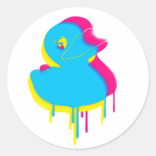 Sticker Rond Rubber Duck Graffiti Pop Art Rubber Ducky
