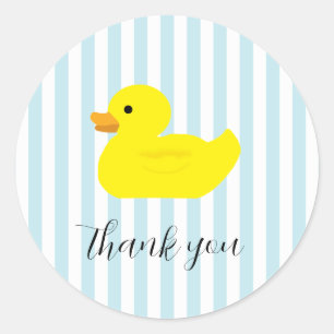 Sticker Rond Rubber Duck Party Blue Stripe