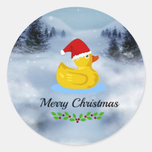 Sticker Rond Rubber Ducky Noël salutations