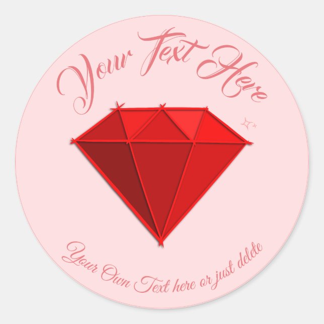 Sticker Rond Ruby Gemstone. Bijouterie. 40 Anniversaire du Mari (Devant)