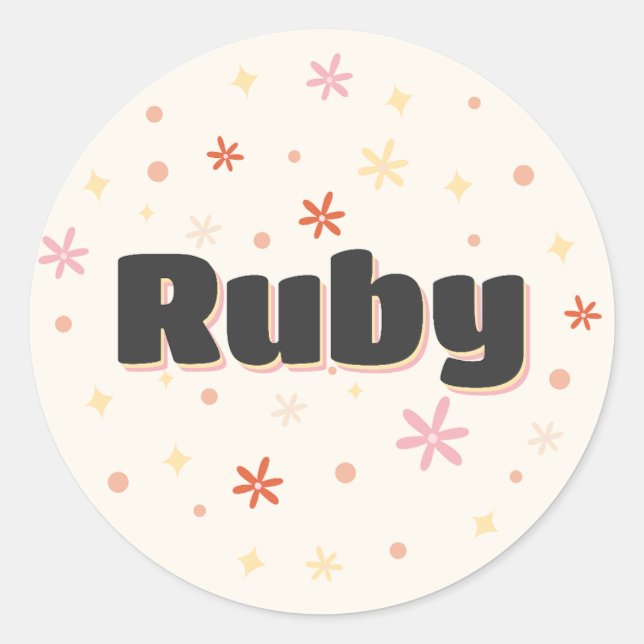 Sticker Rond Ruby nom joli design (Devant)