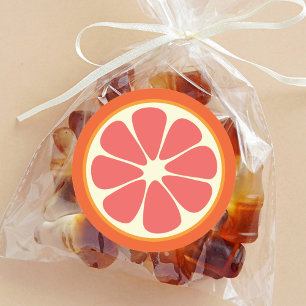Sticker Rond Ruby Red Grapefruit Juicy Sweet Citrus Fruit Slice