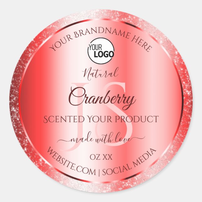 Sticker Rond Ruby Red Soft Parties scintillant Produit Étiquett (Devant)