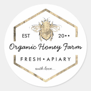 Sticker Rond Ruche d'abeilles à miel doré Apiarien