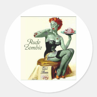 Sticker Rond Rude Zombie "La première bouchée"