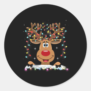 Sticker Rond Rudolph Nez Rouge Renne Santa Noël 1