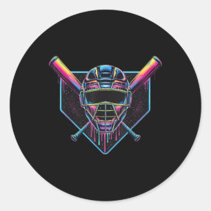 Sticker Rond Rue Du Fan De Baseball Catcher Masque De Baseball