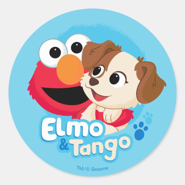Sticker Rond Rue Sésame | Badge Elmo & Tango (Devant)