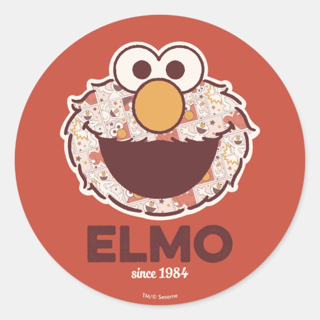 Sticker Rond Rue Sésame | Elmo depuis 1984 (Devant)