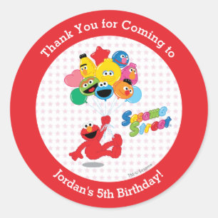 Sticker Rond Rue Sésame Elmo et Pals - Ballons d'anniversaire