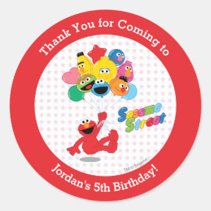 Sticker Rond Rue Sésame   Elmo et Pals - Ballons d'anniversaire