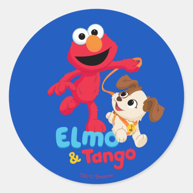 Sticker Rond Rue Sésame | Elmo & Tango Running (Devant)