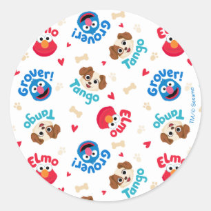 Sticker Rond Rue Sésame   Tango, Elmo et Motif Grover