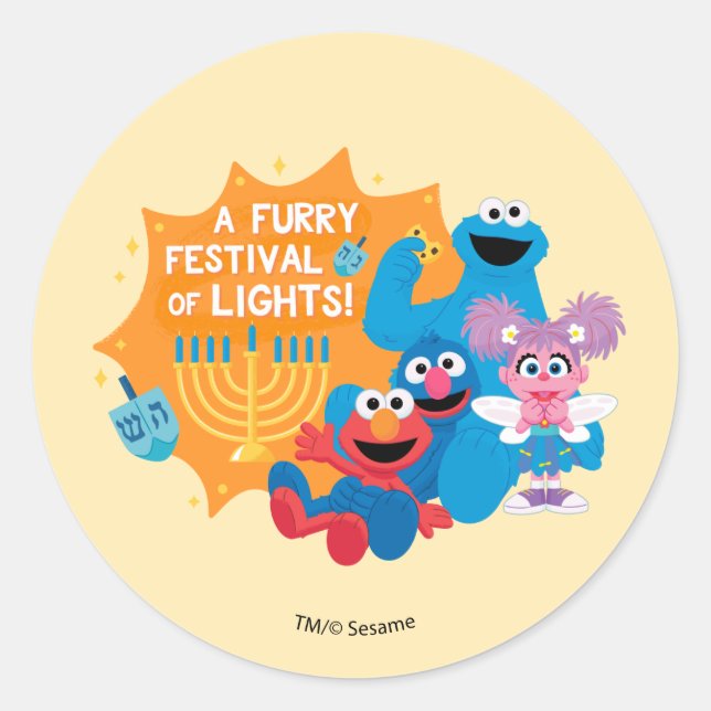 Sticker Rond Rue Sésame | Un festival de lumières furieuses ! (Devant)