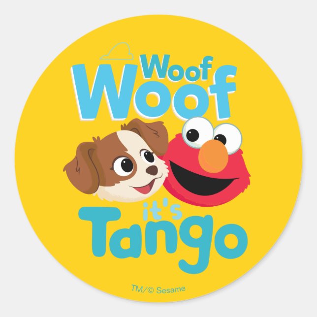 Sticker Rond Rue Sésame | Woof Woof It's Tango & Elmo (Devant)