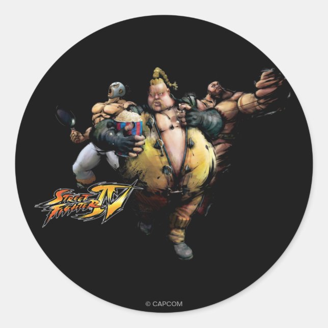 Sticker Rond Rufus, El Fuerte et Zangief (Devant)