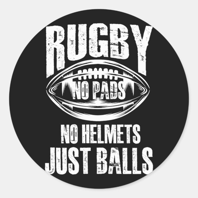 Sticker Rond Rugby No Pads No Casques Just Balls American Footb (Devant)