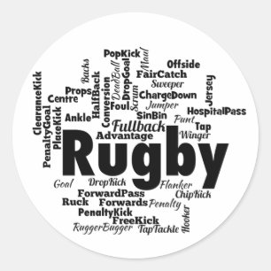 Sticker Rond Rugby Word Cloud