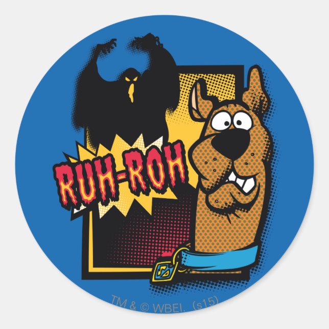 Sticker Rond Ruh-Roh Scooby-Doo et un fantôme (Devant)