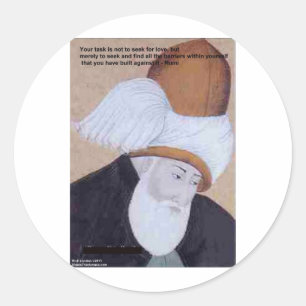 Sticker Rond Rumi Citation "Obstacles De L'Amour" sur T-shirts 