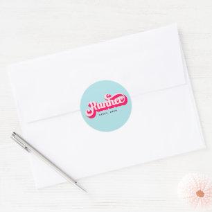 Sticker Rond Runher Runher Runher Pink Bold Retro Font Motivati