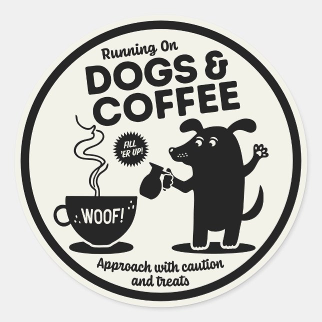 Sticker Rond Running on Dogs and Coffee  (Devant)