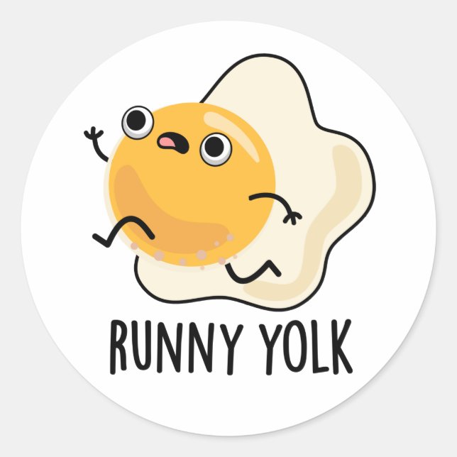 Sticker Rond Runny Yolk Funny Food Egg Pun (Devant)