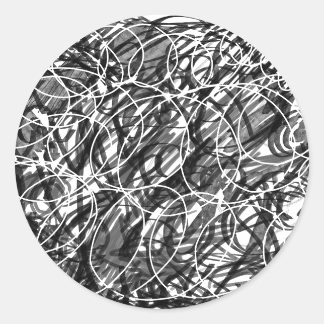 Sticker Rond Rush of Time Abstract Doodle (Devant)