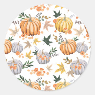 Sticker Rond Russe Automne Harvest Citrouille Motif Thanksgivin