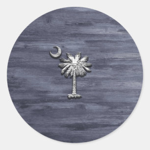 Sticker Rond Russe Caroline du Sud Palmetto et Lune