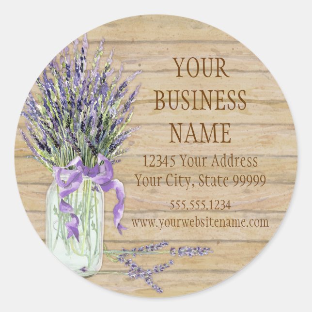 Sticker Rond Russe Country Mason Jar French Lavender Bouquet (Devant)