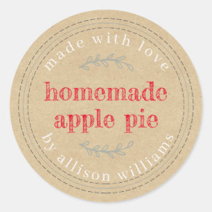 Sticker Rond Russe fait maison Produits de boulangerie Apple Pi
