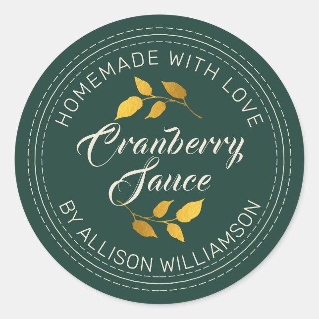 Sticker Rond Russe fait maison Thanksgiving Sauce de canneberge (Devant)