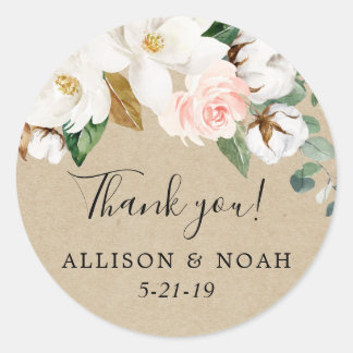 Sticker Rond Russe floral rose rose rose magnolia faveur