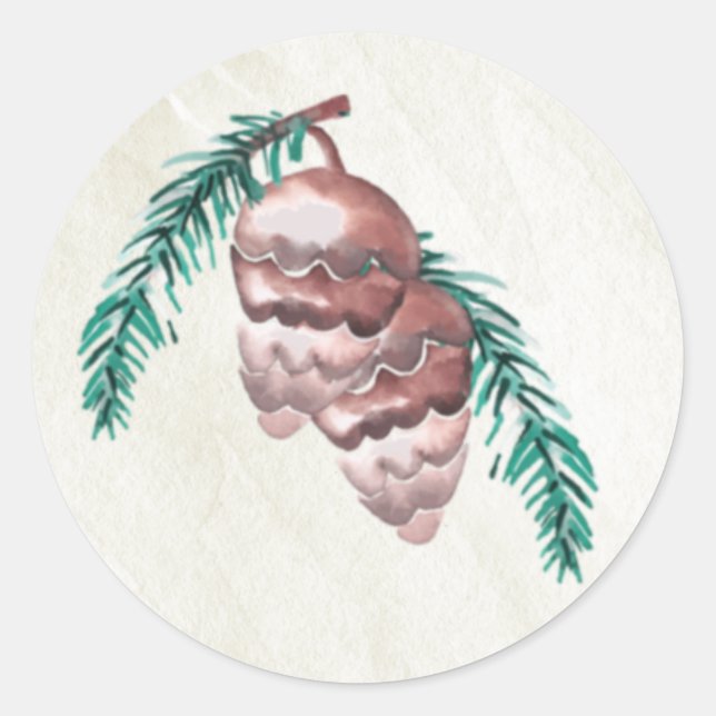 Sticker Rond Russe Forêt d'hiver Mariage de pin de bois (Devant)