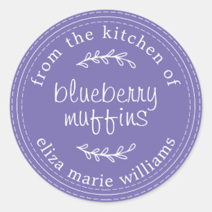 Sticker Rond Russe Moderne Produits Cuits Au Cuir Muffins Blueb