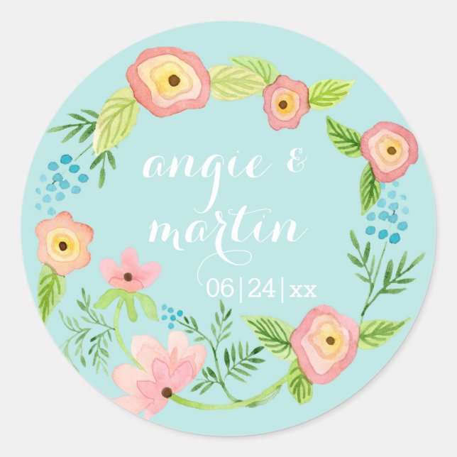 Sticker Rond Russe Whimsical Granny Chic Hipster Floral Bride (Devant)