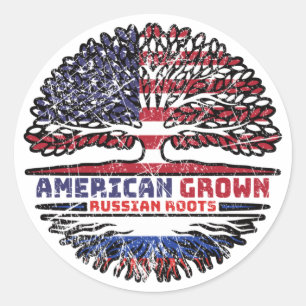 Sticker Rond Russia Russian US American États-Unis Tree