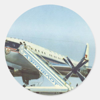 Sticker Rond RUSSIE Aeroflot Tu 114 AIRLINER