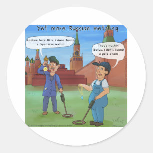 Sticker Rond Russie Metal-Ing Drôle Rick Londres Dons