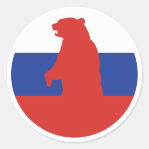 Sticker Rond Russie Ours drapeau animal national russe