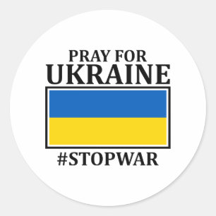 Sticker Rond Russie ukrainienne prière pour le drapeau ukrainie