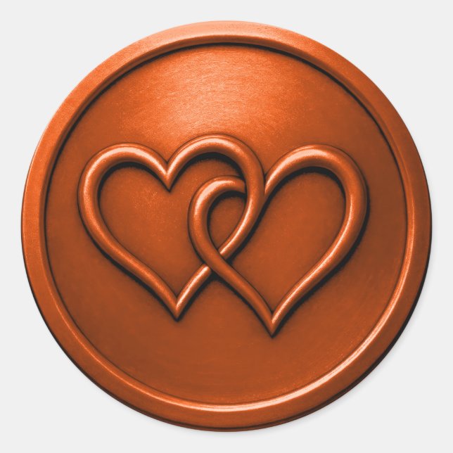 Sticker Rond Rust Two Hearts Intertwined Wedding (Devant)