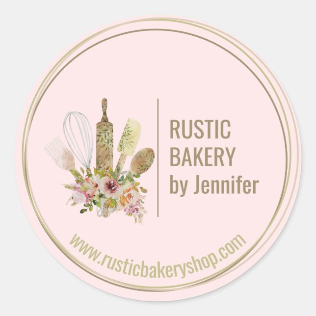 Sticker Rond Rustic Bakery Chef entourage cadre mignon cuisine  (Devant)