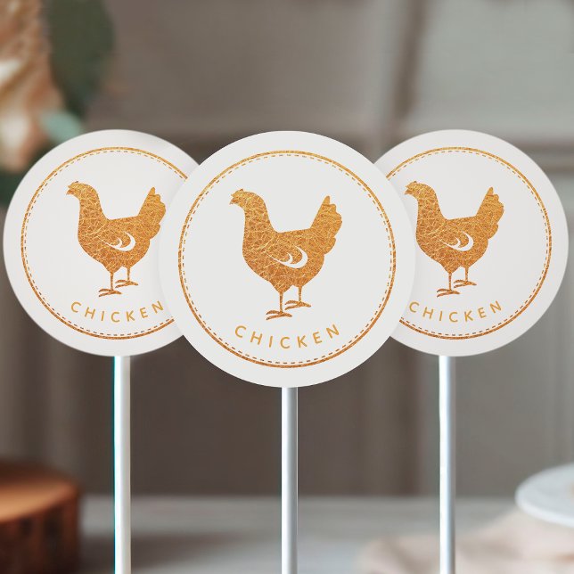 Sticker Rond Rustic Boho Chic Wildflowers Chicken Meal Choice  (Créateur téléchargé)