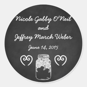 Sticker Rond Rustic Chalkboard Mason Jar Mariage personnalisé