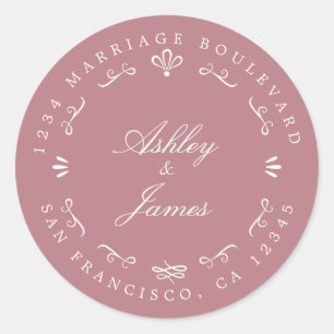 Sticker Rond Rustic Chic Future M. Mme Mariage Retour Adresse